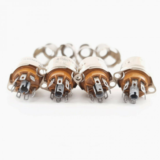 4 X 7 PIN TUBE SOCKET + SUPPORT. SYLVANIA. TS102P01. HIGH QUALITY CQ  ENA