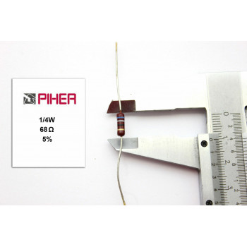 VINTAGE PIHER RESISTOR. 1/4W 68Ohm 68R 5% *4 PC* NOS (New Old Stock)