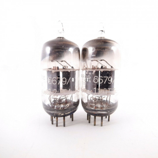 2 X 12AT7 / 6679 GE TUBE. TILTED GETTER. 1950s PRODUCTION. NOS/NIB. AB  ENA