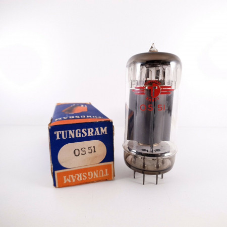 1 X OS51 TUNGSRAM RADIO TUBE. BLACK PLATE. QUAD D-GETTER. NOS/NIB. AB  ENA