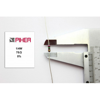 VINTAGE PIHER RESISTOR. 1/4W 75Ohm 75R 5% *4 PC* NOS (New Old Stock)