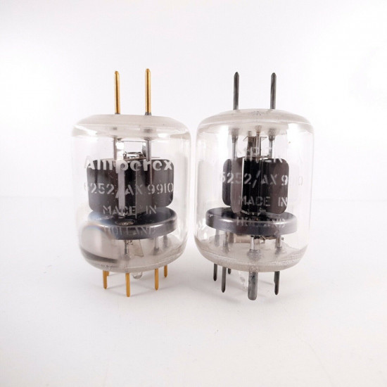 2 X 6252 / AX9910 AMPEREX TUBE. HOLLAND. GOLD PIN. 1950s PROD. NOS/NIB. AB  ENA