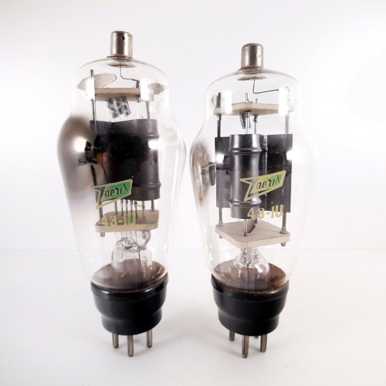 2 X 43-1U / 431U ZAERIX TUBE. BLACK PLATES. 1950s PROD. NOS/NIB. AB  ENA