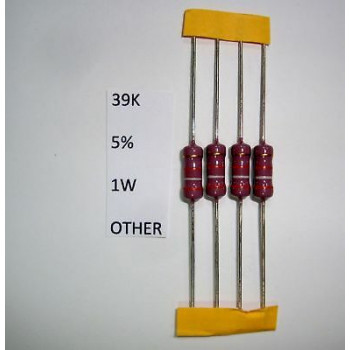 RESISTOR CARBON FILM. 1W 39K 5% *4 PC* NEW+