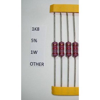 RESISTOR CARBON FILM. 1W 1K8 1,8K 5% *4 PC* NEW+ C1615