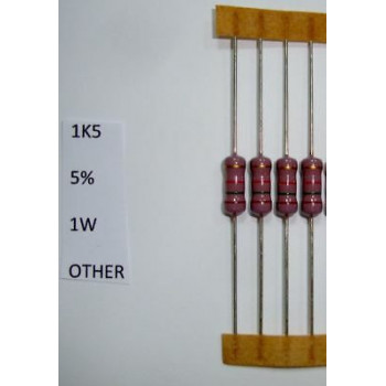 RESISTOR CARBON FILM. 1W 1K5 1,5K 5% *4 PC* NEW+