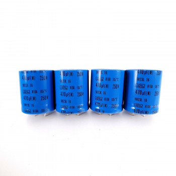 4 X 470uF 250V NIPPON CHEMI-CON CAPACITORS. BLUE. 9823L 16 81DA. AB  ENA
