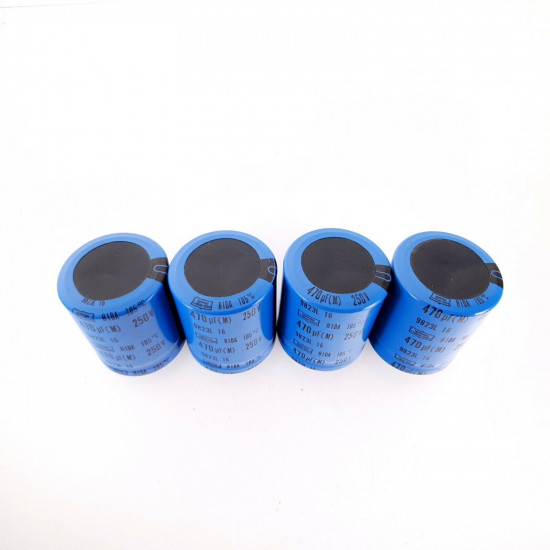 4 X 470uF 250V NIPPON CHEMI-CON CAPACITORS. BLUE. 9823L 16 81DA. AB  ENA