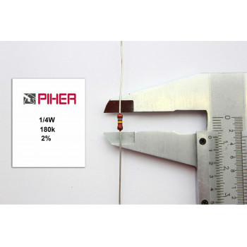VINTAGE PIHER RESISTOR. 1/4W 180K 2% *4 PC* NOS (New Old Stock)