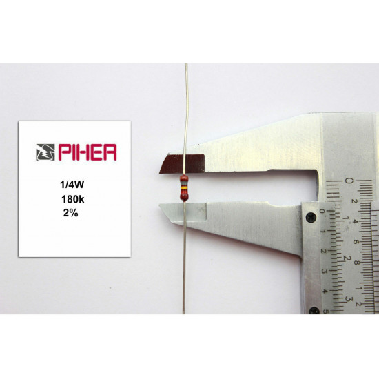 VINTAGE PIHER RESISTOR. 1/4W 180K 2% *4 PC* NOS (New Old Stock)