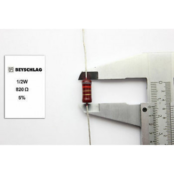 VINTAGE BEYSCHLAG RESISTOR. 1/2W 820Ohm 820R 5% *1 PC* New Old Stock RC1750