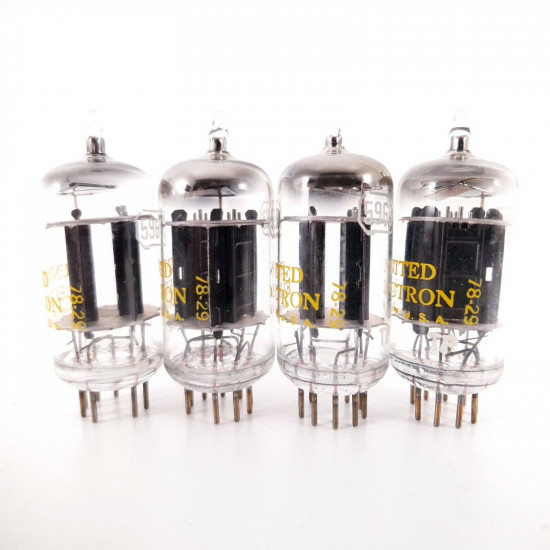 4 X 5963 UNITED TUBE. 1978 RCA PROD. 17MM BLACK PLATES. MATCHED TRIO+1. AB  ENA