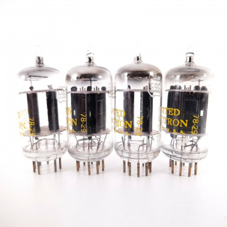 4 X 5963 UNITED TUBE. 1978 RCA PROD. 17MM BLACK PLATES. MATCHED TRIO+1. AB  ENA