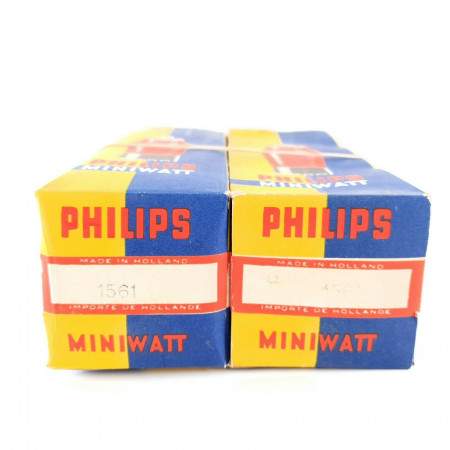 2 X 1561 PHILIPS-MINIWATT TUBE. BLACK PLATES. OLD & RARE VERSION. CI  ENA