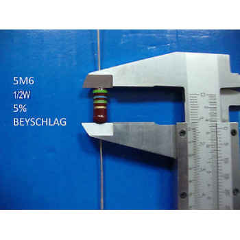 VINTAGE BEYSCHLAG RESISTOR. 1/2W 5M6 5% *1 PC* NEW+ (New Old Stock)