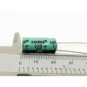 ELECTROLYTIC CAPACITOR ANODIA 220uF 50V NOS(New Old Stock) 2PC. CA256U10F030321