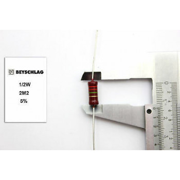 VINTAGE BEYSCHLAG RESISTOR. 1/2W 2M2 5% *1 PC* NOS (New Old Stock)