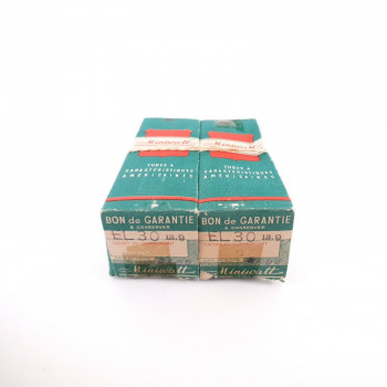 2 X EL30 MINIWATT TUBE. 1940s FRENCH PRODUCTION. METAL BASE BLACK PLATE. AB  ENA