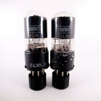 2 X EL30 MINIWATT TUBE. 1940s FRENCH PRODUCTION. METAL BASE BLACK PLATE. AB  ENA 2