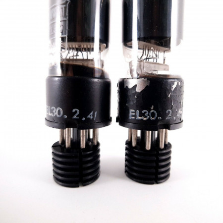 2 X EL30 MINIWATT TUBE. 1940s FRENCH PRODUCTION. METAL BASE BLACK PLATE. AB  ENA