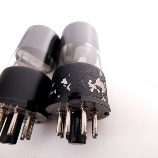 2 X EL30 MINIWATT TUBE. 1940s FRENCH PRODUCTION. METAL BASE BLACK PLATE. AB  ENA