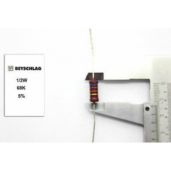 VINTAGE BEYSCHLAG RESISTOR. 1/2W 68K 5% *1 PC* NOS (New Old Stock) RC1687