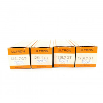 4 X 12SL7GT  TUBE. ULTRON BRAND. CHROME PLATES. 2 MATCHED PAIRS. CC  ENA