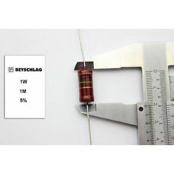VINTAGE BEYSCHLAG RESISTOR. 1W 1M 5% *1 PC* NOS (New Old Stock) RC1721