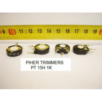 2 x POTENCIOMETROS - TRIMMERS. PIHER PCB PT15H 1 KOhm (15mm. diametro. Lineal )