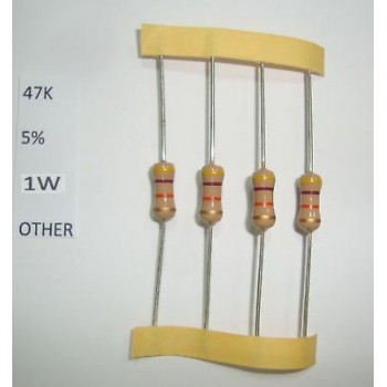 RESISTOR CARBON FILM. 1W 47K 5% *4 PC* NEW+