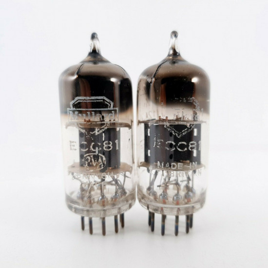 2 X ECC81 MULLARD TUBE. R-CODES. SMOOTH PLATES. 1960s PRODUCTION.  CI  ENA