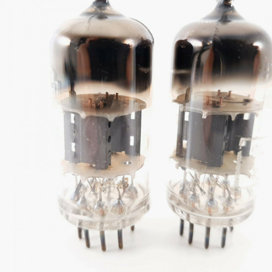 2 X ECC81 MULLARD TUBE. R-CODES. SMOOTH PLATES. 1960s PRODUCTION.  CI  ENA