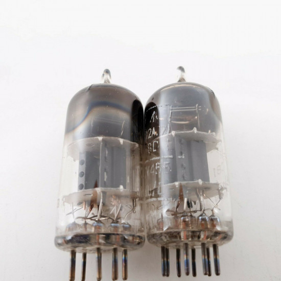 2 X ECC81 MULLARD TUBE. R-CODES. SMOOTH PLATES. 1960s PRODUCTION.  CI  ENA