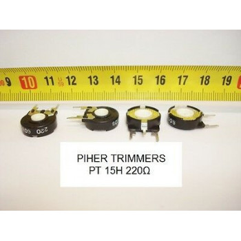 2 x POTENCIOMETROS - TRIMMERS. PIHER PCB PT15H 220 Ohm (15mm. diametro. Lineal )
