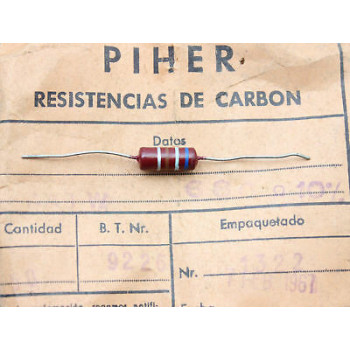 SPECIAL VINTAGE PIHER RESISTOR. 1W 680Ohm 680R 10% *1 PC* NEW ORIGINAL 1960´S+