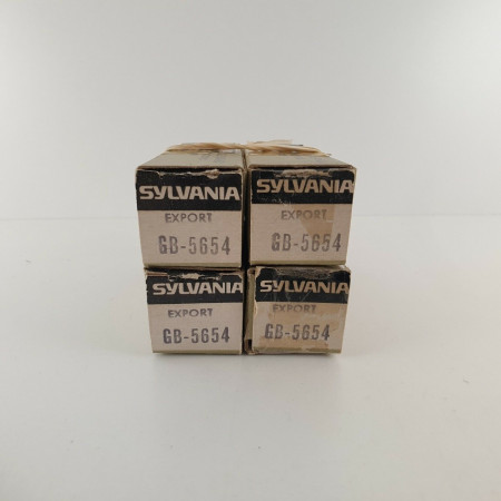 4 X GB 5654 SYLVANIA TUBE. GOLD BRAND. BLACK PLATES. NOS / NIB.  AB  ENA