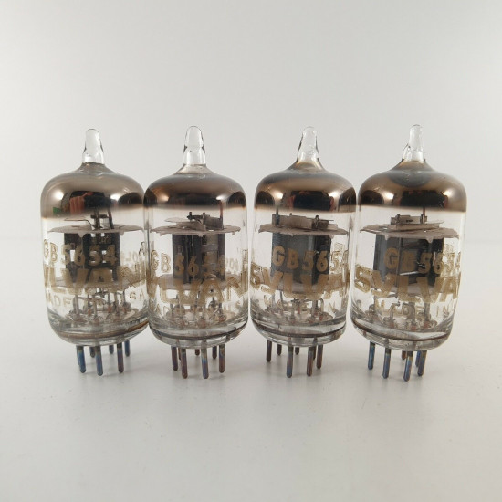 4 X GB 5654 SYLVANIA TUBE. GOLD BRAND. BLACK PLATES. NOS / NIB.  AB  ENA