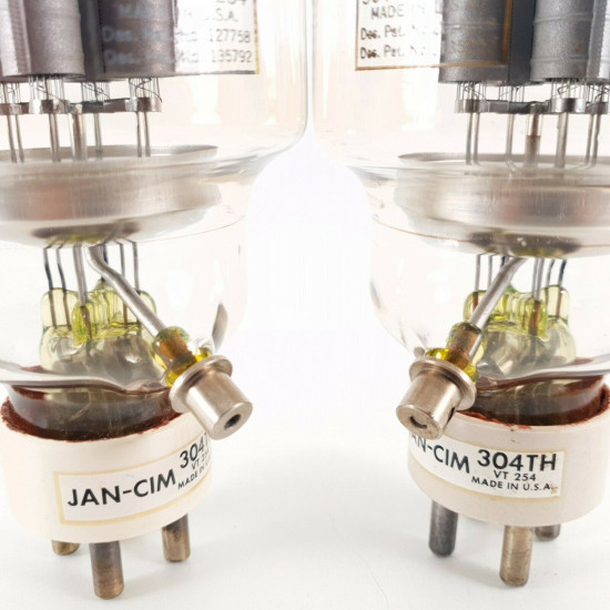 2 X JAN CIM 304TH / VT254 EIMAC TUBE. 1950s PRODUCTION. CW  ENA