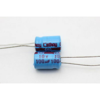 ELECTROLYTIC CAPACITOR CATHAY 100uF 10V NOS (NEW OLD STOCK) 3PC. CA72U65F171117