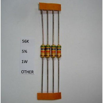 RESISTOR CARBON FILM. 1W 56K 5% *4 PC* NEW+