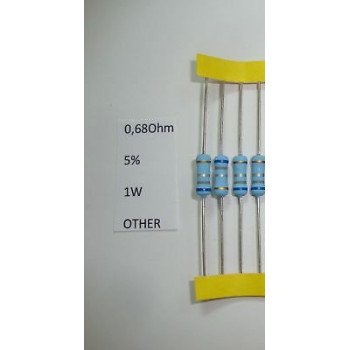 RESISTOR CARBON FILM. 1W 0,68R 0,68Ohm 5% *4 PC* +