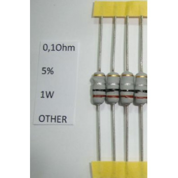 RESISTOR CARBON FILM. 1W 0,10R 0,10Ohm 5% *4 PC* NEW +