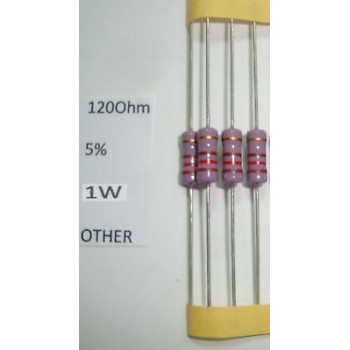 RESISTOR CARBON FILM. 1W 120R 120Ohm 5% *4 PC* NEW+