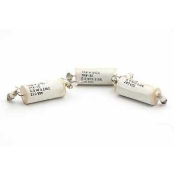 POLYESTER CAPACITOR TRW AXIAL 5uF 200V USED 3PC. CA216U3F130117