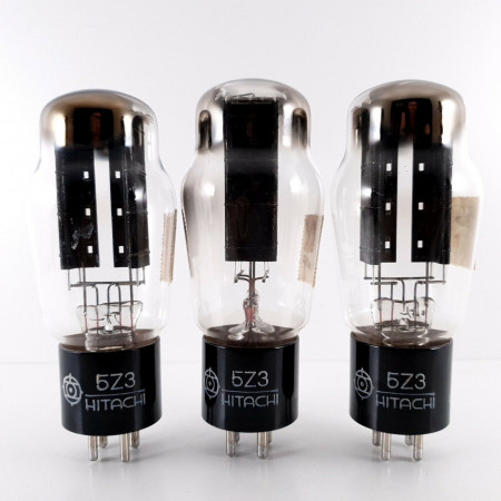 3 X 5Z3 / CV1861 HITACHI TUBE. BLACK PLATES. 1960s PROD. MATCHED TRIO. AL  ENA