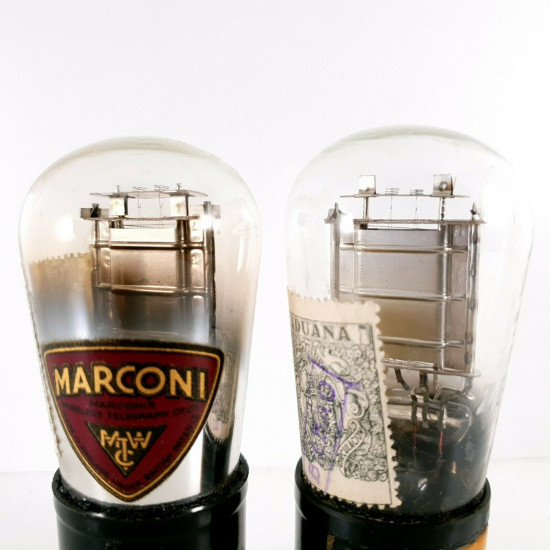 2 X P2 TUBE. MARCONI BRAND. CHROME PLATES. LITTLE GLOBE. CC  ENA