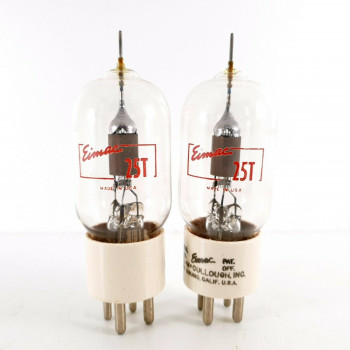 2 X 25T TUBE. EIMAC BRAND. GREY PLATES. CERAMIC BASE. PAIR. CC  ENA 2