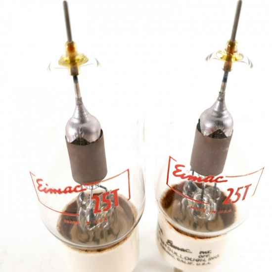 2 X 25T TUBE. EIMAC BRAND. GREY PLATES. CERAMIC BASE. PAIR. CC  ENA