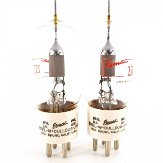 2 X 25T TUBE. EIMAC BRAND. GREY PLATES. CERAMIC BASE. PAIR. CC  ENA