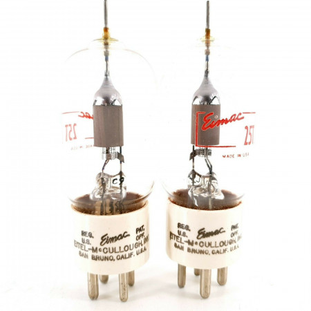 2 X 25T TUBE. EIMAC BRAND. GREY PLATES. CERAMIC BASE. PAIR. CC  ENA